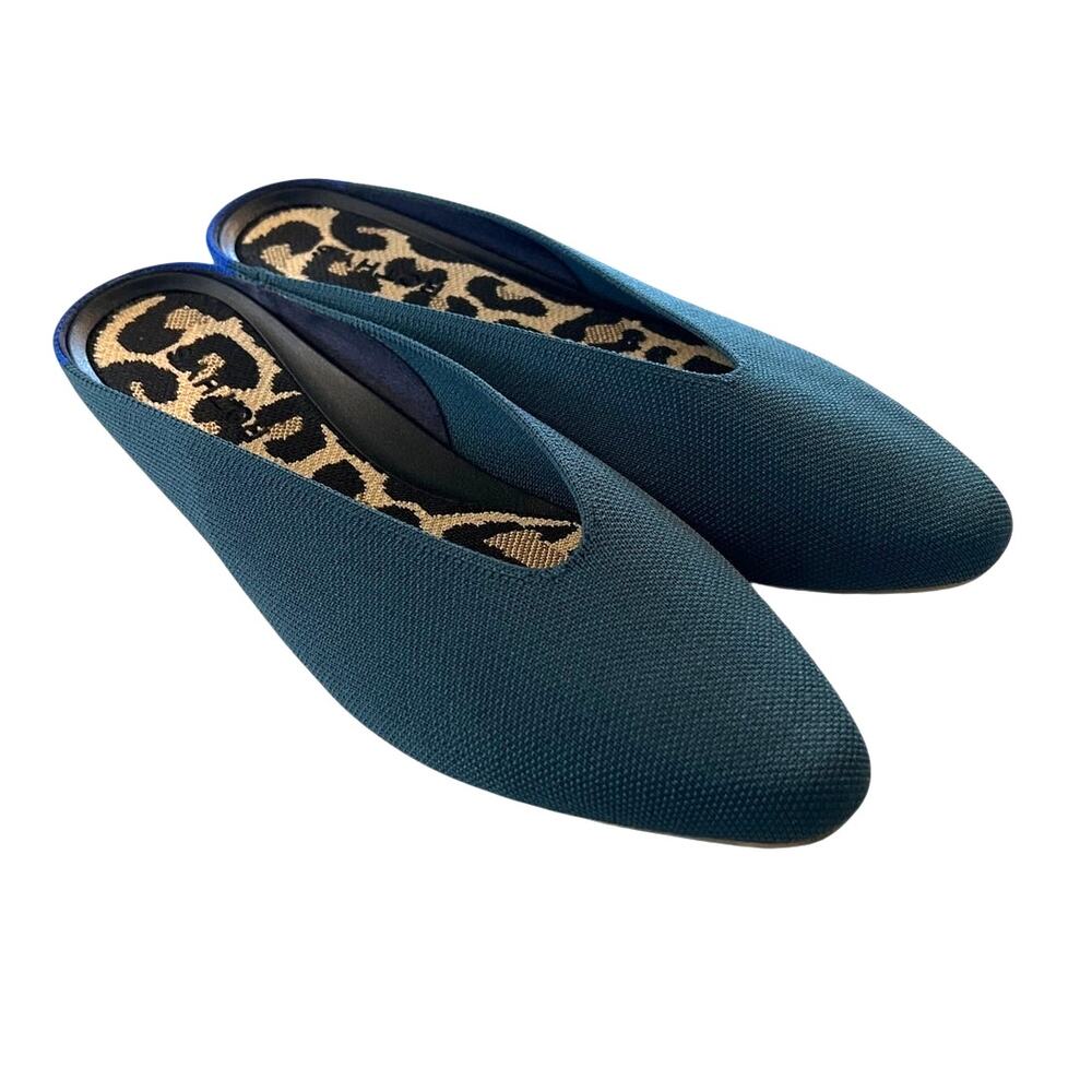 Rothy's The Almond Demi in Teal Flats Knit Mules Slip On